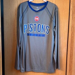 NBA Pistons Gray and Blue Long Sleeve Shirt